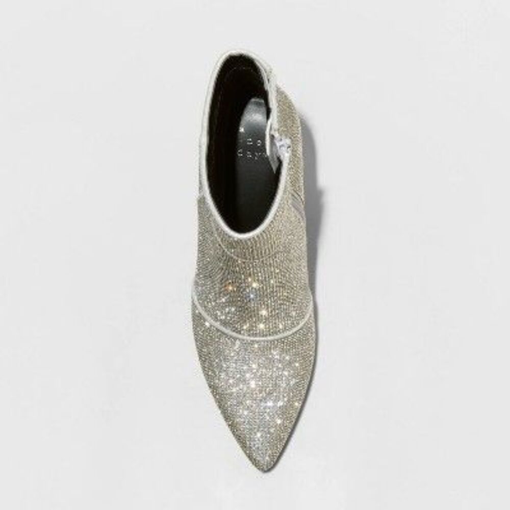 A New Day - Women's Cailin Rhinestone Wide Width Ankle Boots - Silver - Picture 2 of 2
